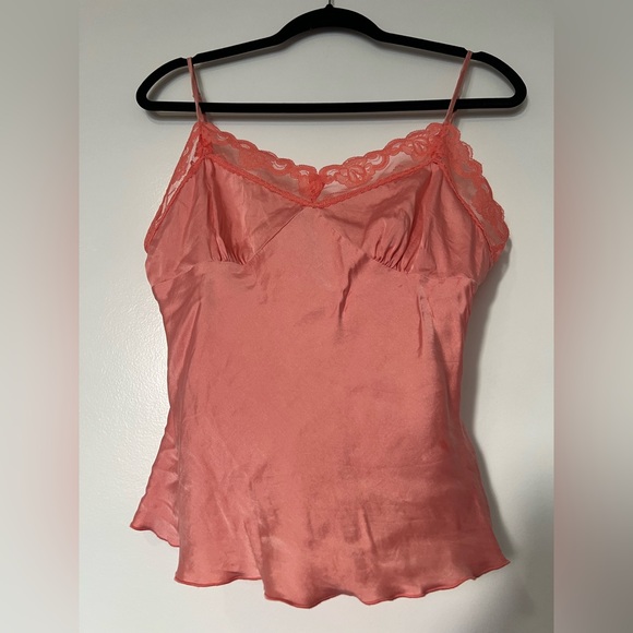 Trina Turk Pink Lace Trim Silk Cami - Picture 1 of 7